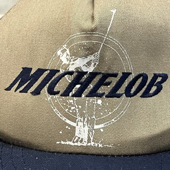 Vintage Michelob Beer Golf Snapback Hat 90s Made in USA Brown Blue Dad Cap - Picture 2 of 7